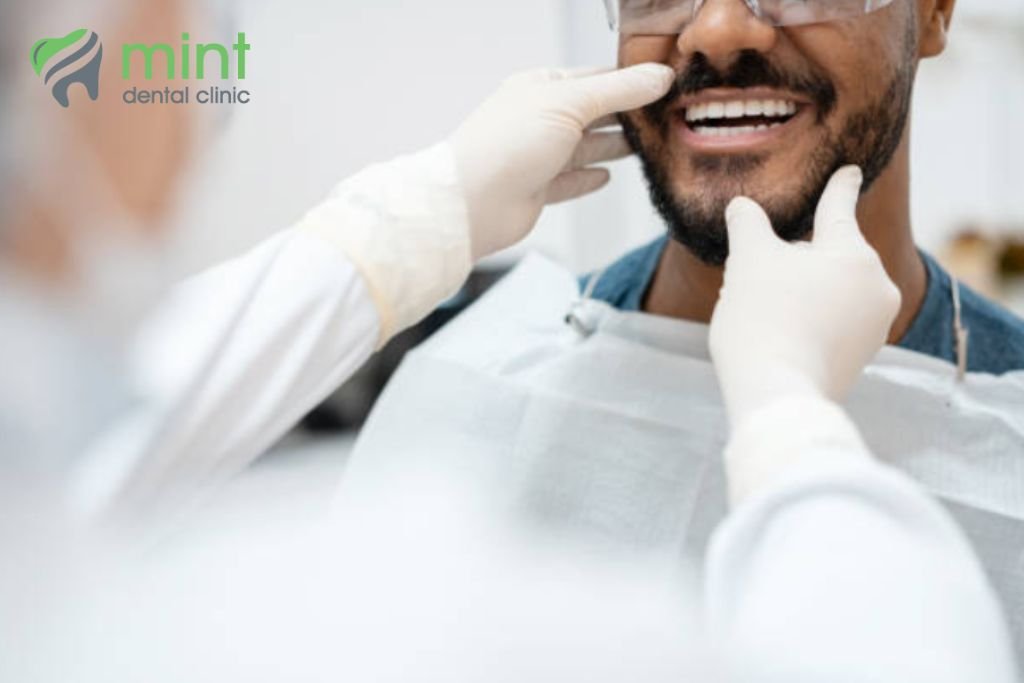 image of dentist prepping patient