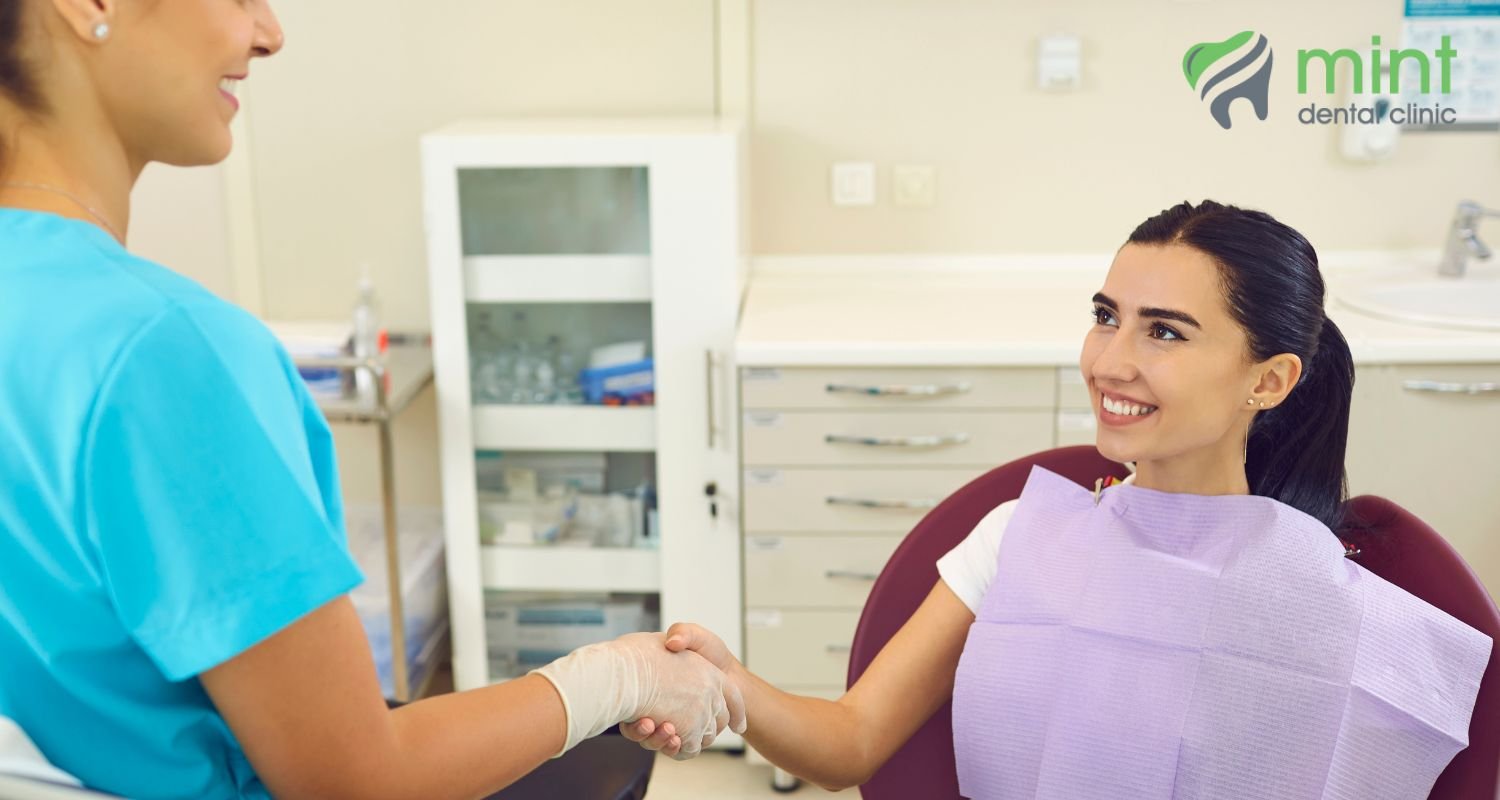 dentist explaining damaged teeth